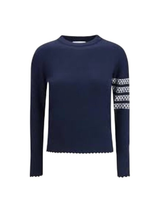 Thom Browne Sweaters - Thom Browne Hector Jumper Sweater Womens 40 Small Navy Blue Crew Neck Wool Dog